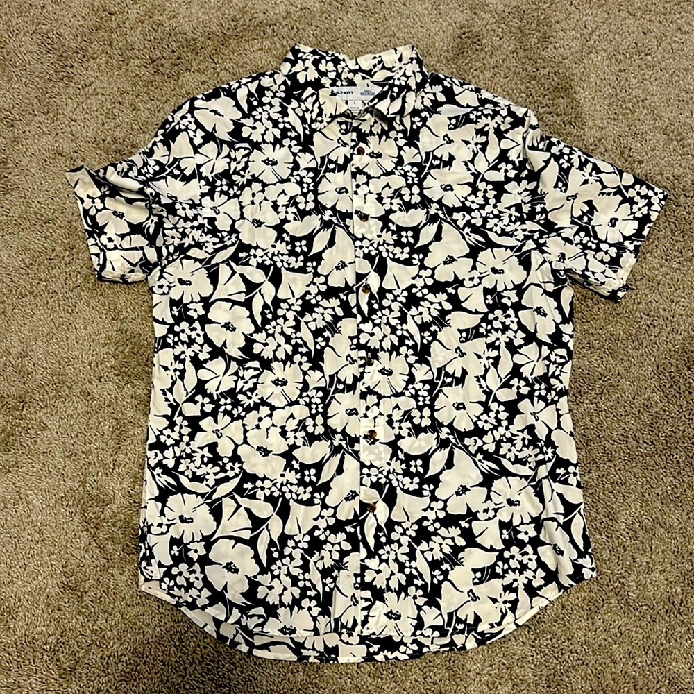 Navy blue floral button up